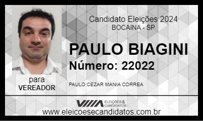 Candidato CEZAR BIAGINI 2024 - BOCAINA - Eleições