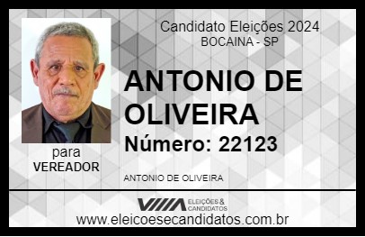 Candidato ANTONIO DE OLIVEIRA 2024 - BOCAINA - Eleições