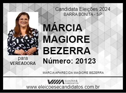 Candidato MÁRCIA MAGIORE BEZERRA 2024 - BARRA BONITA - Eleições