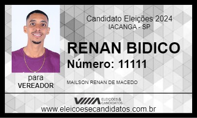 Candidato RENAN BIDICO 2024 - IACANGA - Eleições