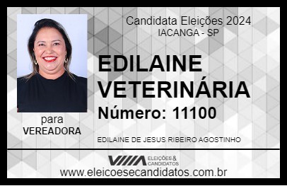 Candidato EDILAINE VETERINÁRIA 2024 - IACANGA - Eleições