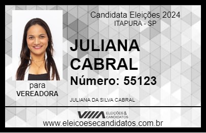 Candidato JULIANA CABRAL 2024 - ITAPURA - Eleições