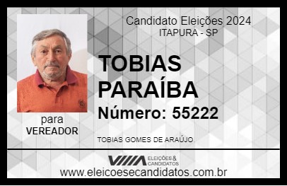 Candidato TOBIAS PARAÍBA 2024 - ITAPURA - Eleições