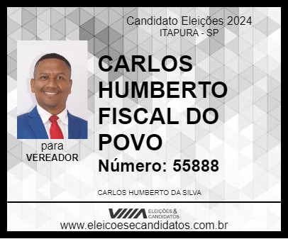 Candidato CARLOS HUMBERTO FISCAL DO POVO 2024 - ITAPURA - Eleições