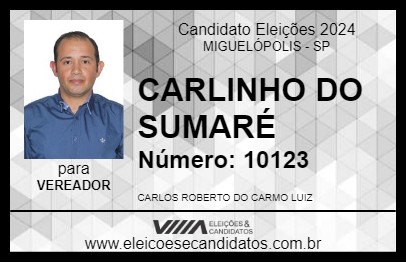 Candidato CARLINHO DO SUMARÉ 2024 - MIGUELÓPOLIS - Eleições