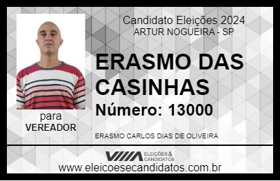 Candidato ERASMO DAS CASINHAS 2024 - ARTUR NOGUEIRA - Eleições