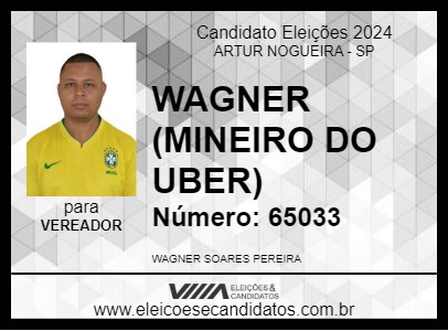 Candidato WAGNER (MINEIRO DO UBER) 2024 - ARTUR NOGUEIRA - Eleições