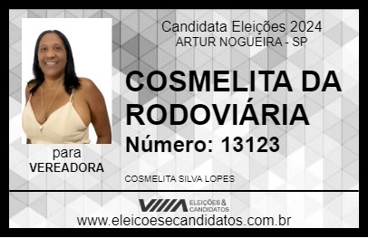 Candidato COSMELITA DA RODOVIÁRIA 2024 - ARTUR NOGUEIRA - Eleições