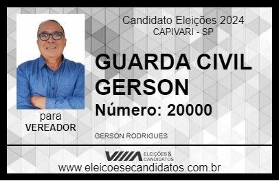 Candidato GUARDA CIVIL GERSON 2024 - CAPIVARI - Eleições