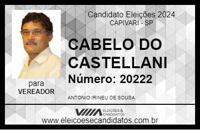 Candidato CABELO DO CASTELLANI 2024 - CAPIVARI - Eleições