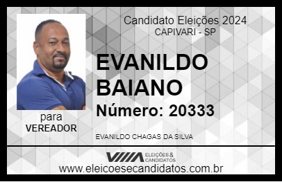 Candidato EVANILDO BAIANO 2024 - CAPIVARI - Eleições