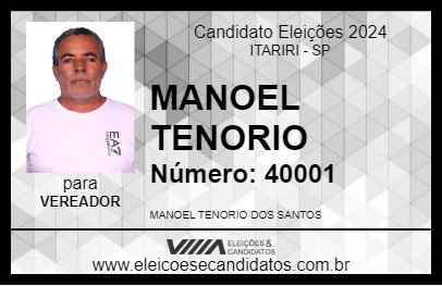 Candidato MANOEL TENORIO 2024 - ITARIRI - Eleições