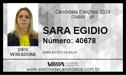 Candidato SARA EGIDIO 2024 - ITARIRI - Eleições