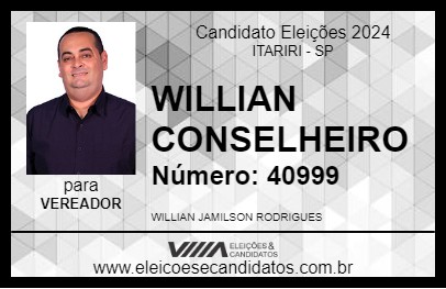 Candidato WILLIAN CONSELHEIRO 2024 - ITARIRI - Eleições