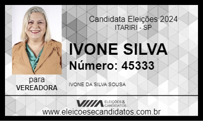 Candidato IVONE SILVA 2024 - ITARIRI - Eleições