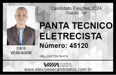 Candidato PANTA TECNICO ELETRECISTA 2024 - ITARIRI - Eleições