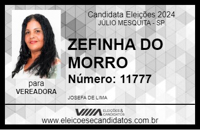 Candidato ZEFINHA DO MORRO 2024 - JÚLIO MESQUITA - Eleições