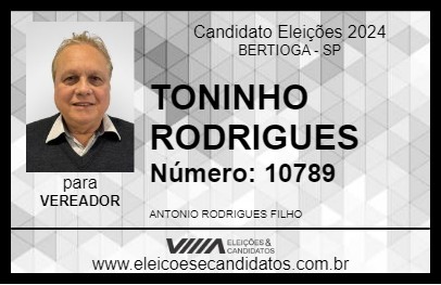 Candidato TONINHO RODRIGUES 2024 - BERTIOGA - Eleições