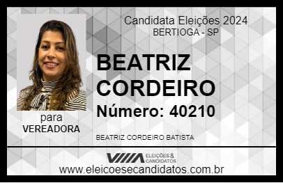 Candidato BEATRIZ CORDEIRO 2024 - BERTIOGA - Eleições