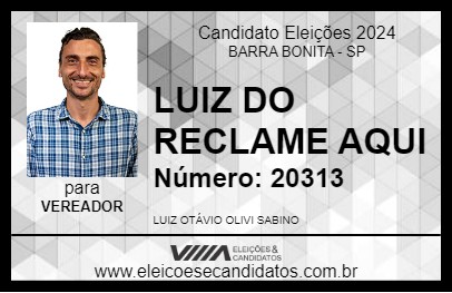 Candidato LUIZ DO RECLAME AQUI 2024 - BARRA BONITA - Eleições