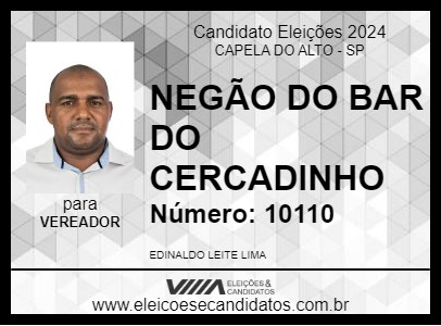 Candidato NEGÃO DO BAR DO CERCADINHO 2024 - CAPELA DO ALTO - Eleições