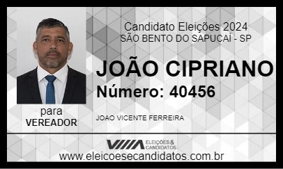 Candidato JOÃO CIPRIANO 2024 - SÃO BENTO DO SAPUCAÍ - Eleições