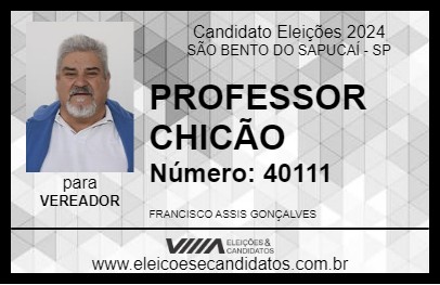 Candidato PROFESSOR CHICÃO 2024 - SÃO BENTO DO SAPUCAÍ - Eleições