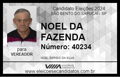 Candidato NOEL DA FAZENDA 2024 - SÃO BENTO DO SAPUCAÍ - Eleições