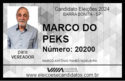 Candidato MARCO DO PEKS 2024 - BARRA BONITA - Eleições