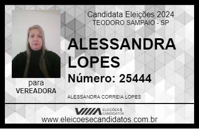 Candidato ALESSANDRA LOPES 2024 - TEODORO SAMPAIO - Eleições