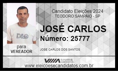 Candidato JOSÉ CARLOS 2024 - TEODORO SAMPAIO - Eleições