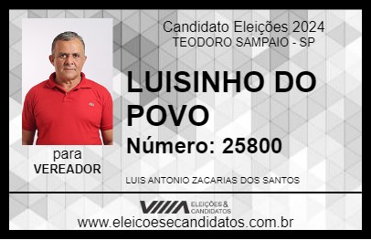 Candidato LUISINHO DO POVO 2024 - TEODORO SAMPAIO - Eleições