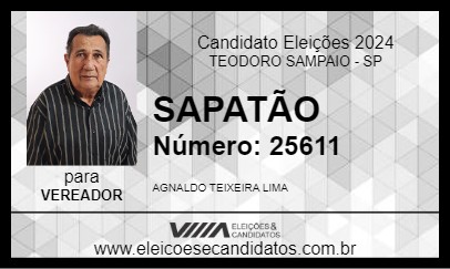 Candidato SAPATÃO 2024 - TEODORO SAMPAIO - Eleições