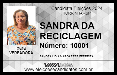 Candidato SANDRA DA RECICLAGEM 2024 - TORRINHA - Eleições