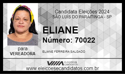 Candidato ELIANE 2024 - SÃO LUÍS DO PARAITINGA - Eleições