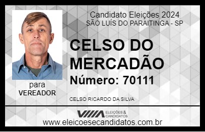 Candidato CELSO DO MERCADÃO 2024 - SÃO LUÍS DO PARAITINGA - Eleições