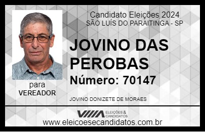 Candidato JOVINO DAS PEROBAS 2024 - SÃO LUÍS DO PARAITINGA - Eleições