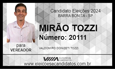 Candidato MIRÃO TOZZI 2024 - BARRA BONITA - Eleições