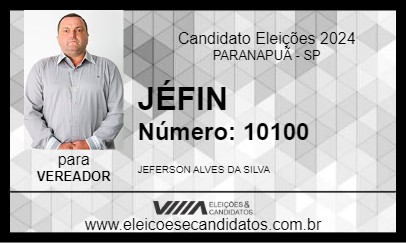 Candidato JÉFIN 2024 - PARANAPUÃ - Eleições