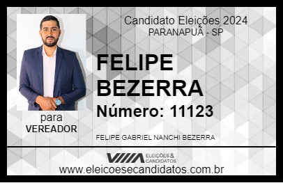 Candidato FELIPE BEZERRA 2024 - PARANAPUÃ - Eleições