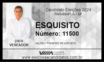 Candidato ESQUISITO 2024 - PARANAPUÃ - Eleições