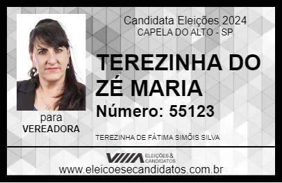 Candidato TEREZINHA DO ZÉ MARIA 2024 - CAPELA DO ALTO - Eleições