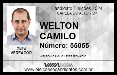 Candidato WELTON CAMILO 2024 - CAPELA DO ALTO - Eleições