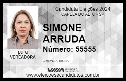 Candidato SIMONE ARRUDA 2024 - CAPELA DO ALTO - Eleições