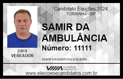 Candidato SAMIR DA AMBULÂNCIA 2024 - TORRINHA - Eleições