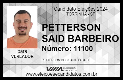 Candidato PETTERSON SAID BARBEIRO 2024 - TORRINHA - Eleições