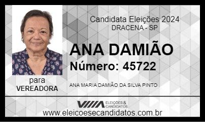 Candidato ANA DAMIÃO 2024 - DRACENA - Eleições