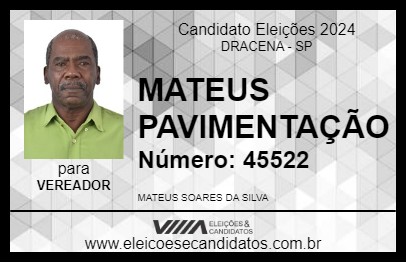 Candidato MATEUS PAVIMENTAÇÃO 2024 - DRACENA - Eleições