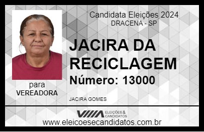 Candidato JACIRA DA RECICLAGEM 2024 - DRACENA - Eleições