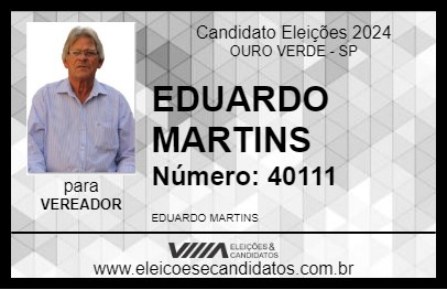 Candidato EDUARDO DO CARTÓRIO 2024 - OURO VERDE - Eleições